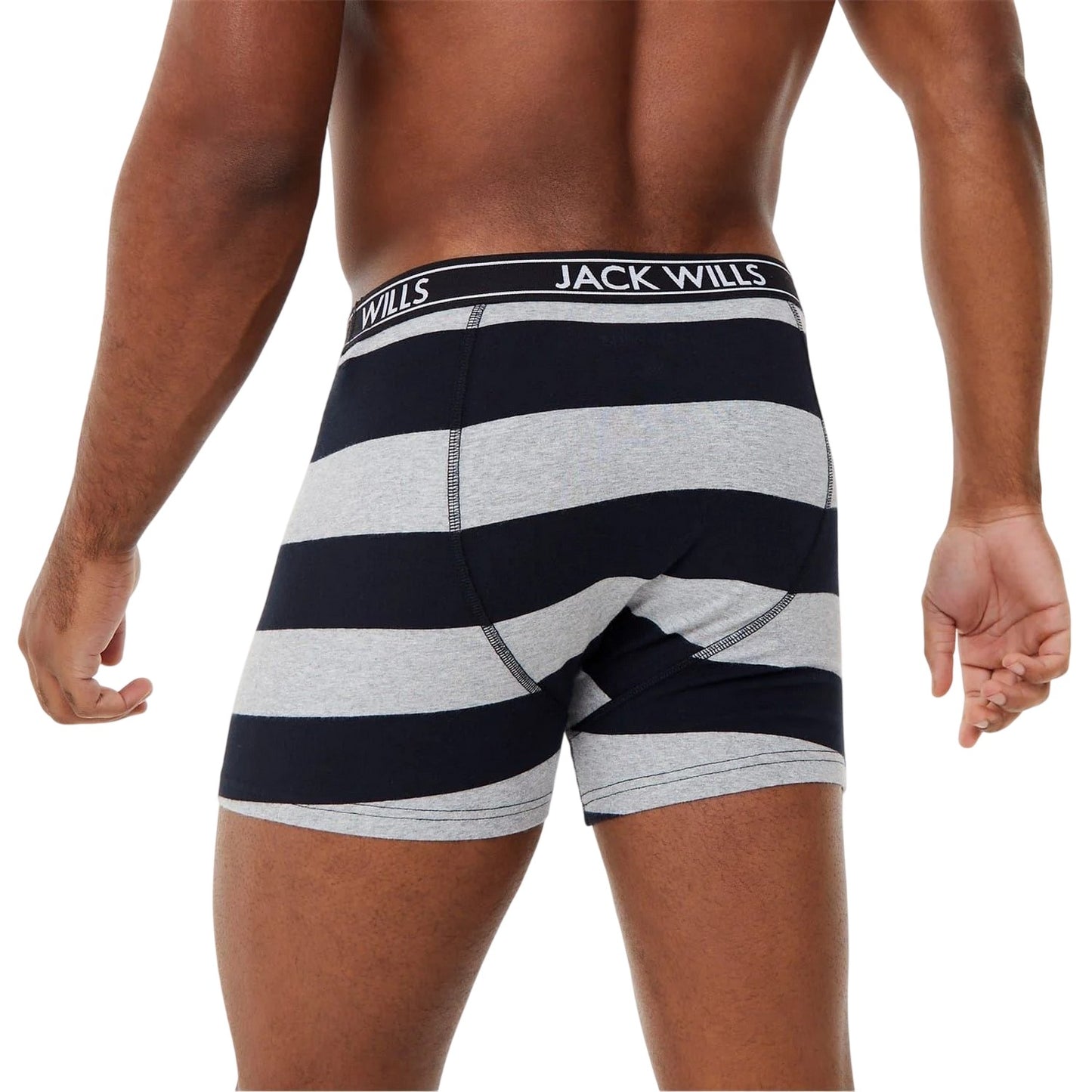 Black - Back - Jack Wills Mens Daundley Stripe Classic Boxer Briefs (Pack of 3)