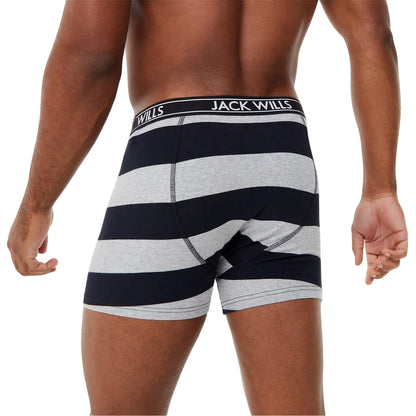 Black - Back - Jack Wills Mens Daundley Stripe Classic Boxer Briefs (Pack of 3)