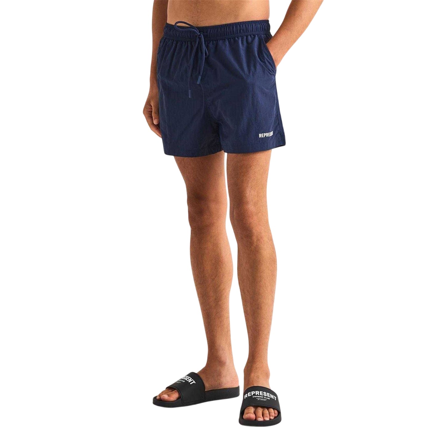 Dark Navy - Side - Represent Mens Logo Swim Shorts
