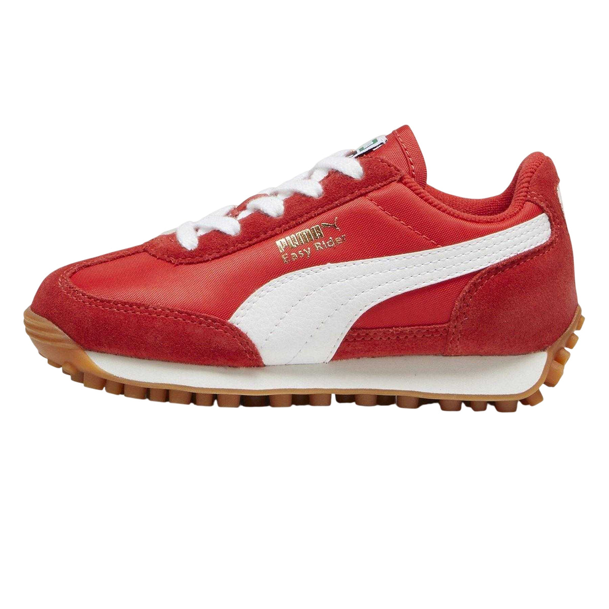 Red-White - Back - Puma Childrens-Kids Easy Rider Vintage Suede Trainers