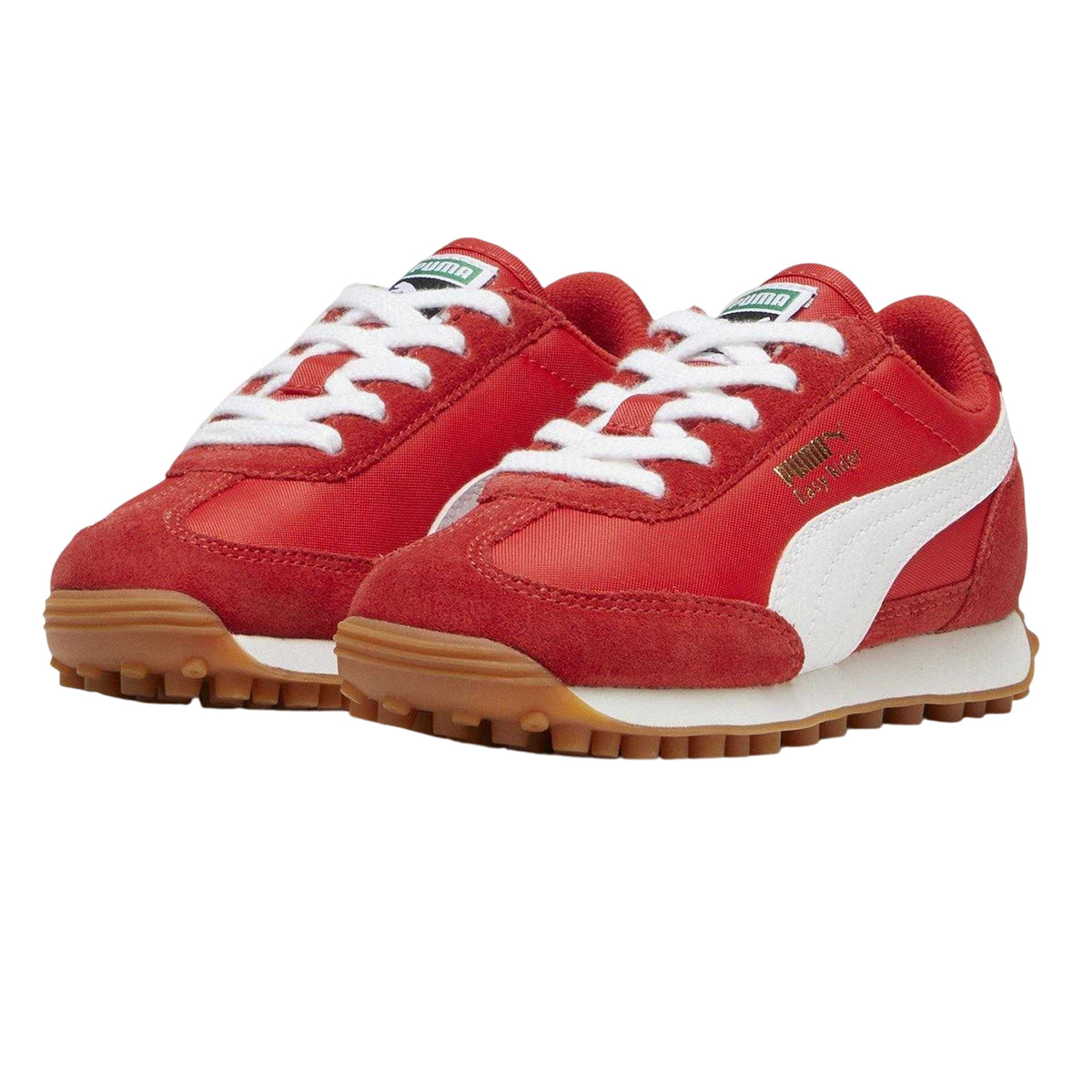 Red-White - Lifestyle - Puma Childrens-Kids Easy Rider Vintage Suede Trainers