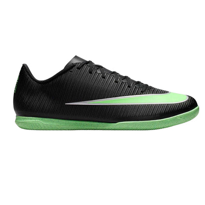 Black-Green - Front - Nike Mens Mercurial Indoor Football Shoes