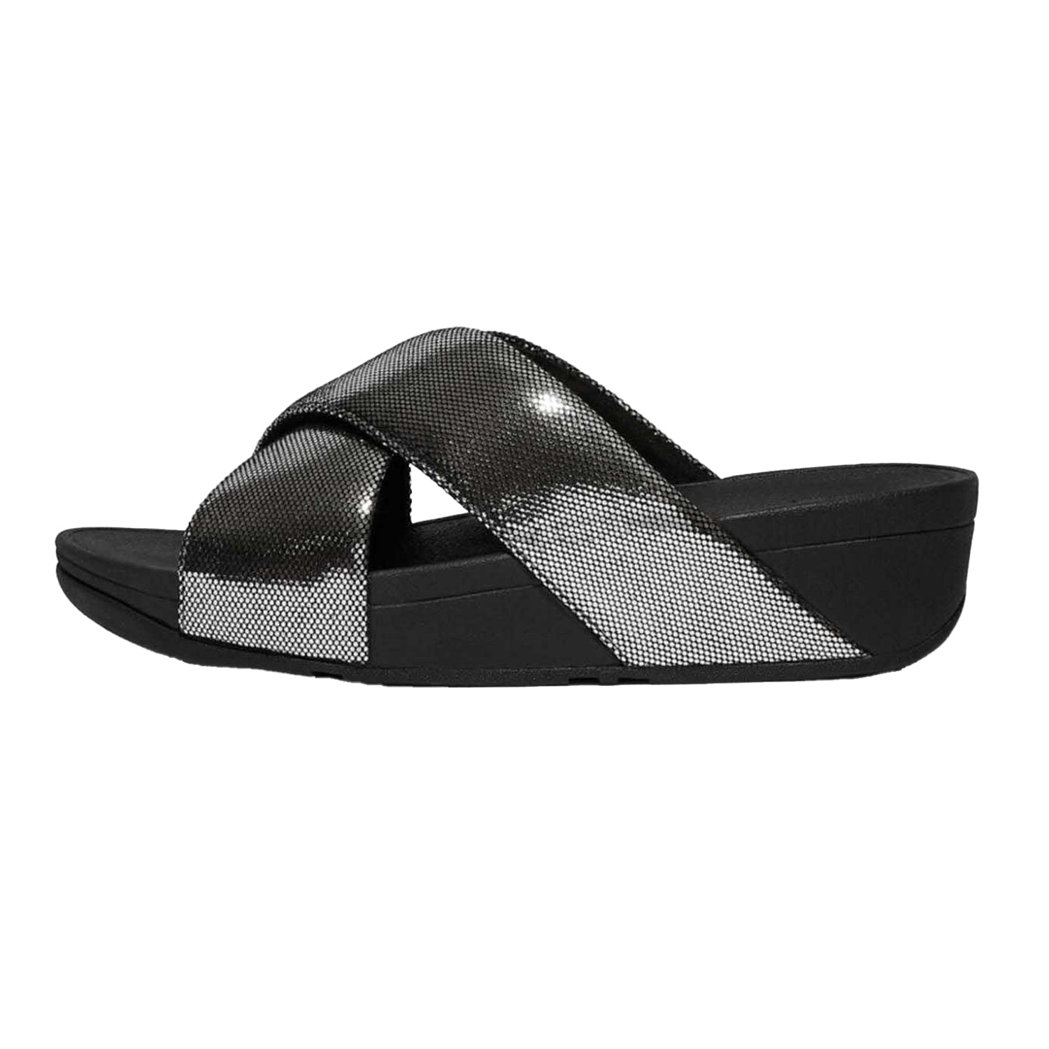 Black - Back - Fit Flop Womens-Ladies Lulu Lustra Criss Cross Strap Sliders