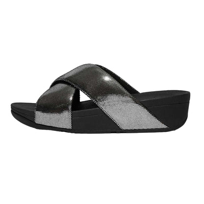 Black - Back - Fit Flop Womens-Ladies Lulu Lustra Criss Cross Strap Sliders