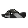Black - Back - Fit Flop Womens-Ladies Lulu Lustra Criss Cross Strap Sliders