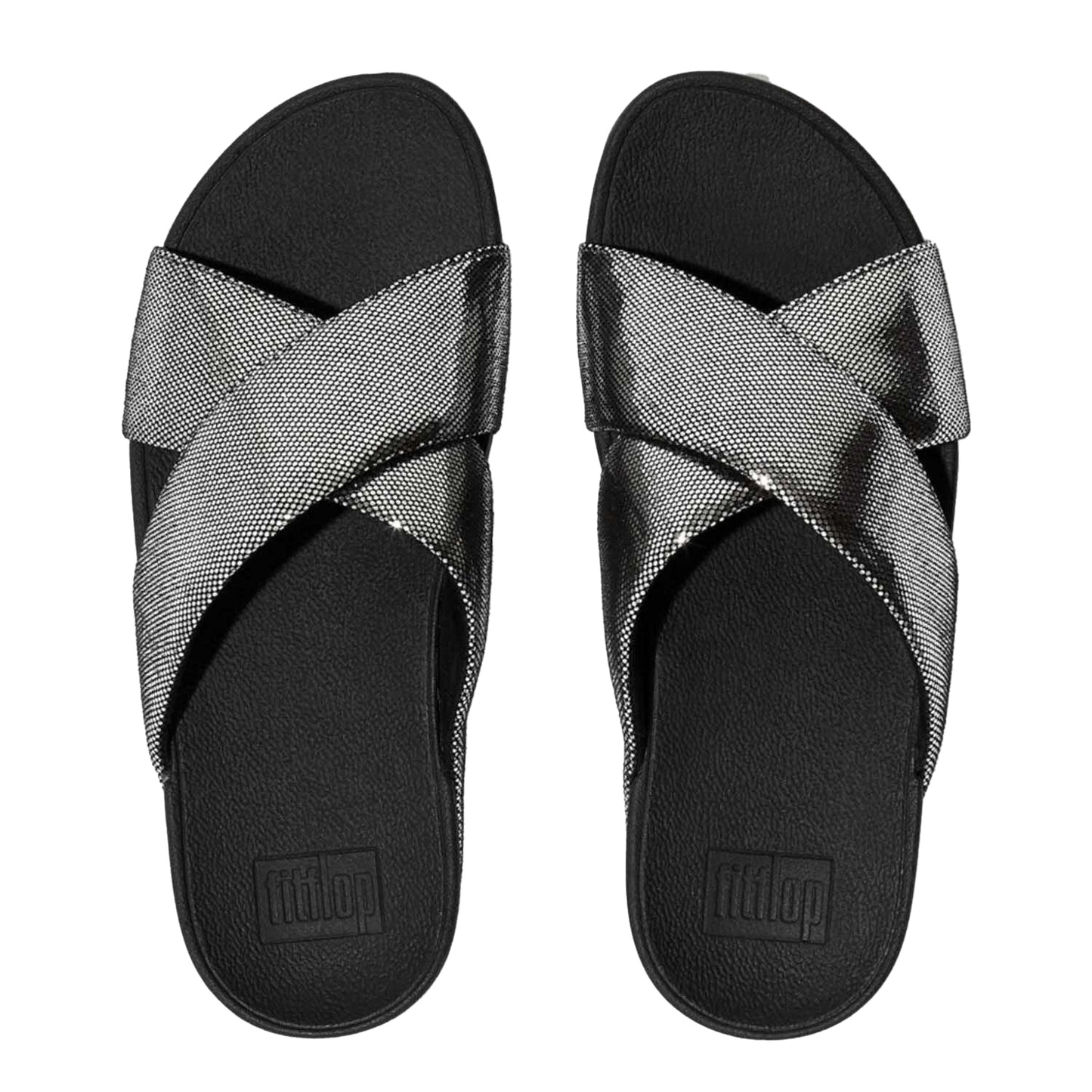 Black - Lifestyle - Fit Flop Womens-Ladies Lulu Lustra Criss Cross Strap Sliders