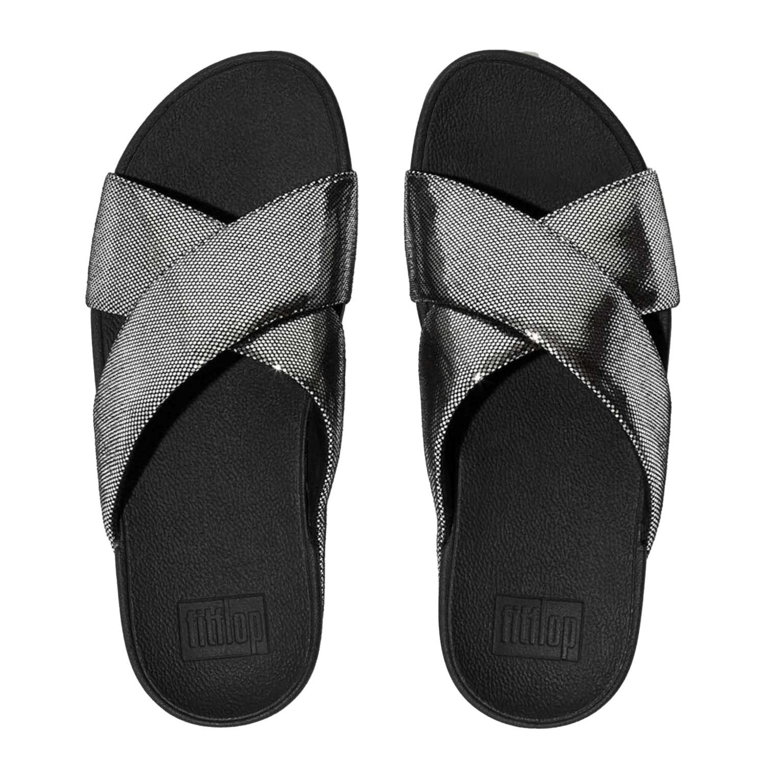 Black - Lifestyle - Fit Flop Womens-Ladies Lulu Lustra Criss Cross Strap Sliders