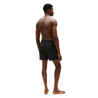 Black - Back - Tommy Hilfiger Mens Logo Mid Length Swim Shorts