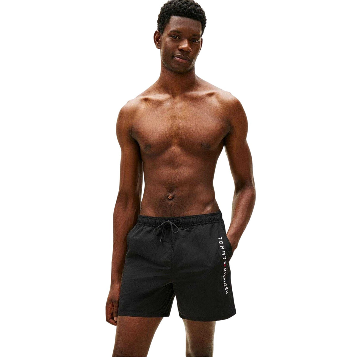 Black - Lifestyle - Tommy Hilfiger Mens Logo Mid Length Swim Shorts
