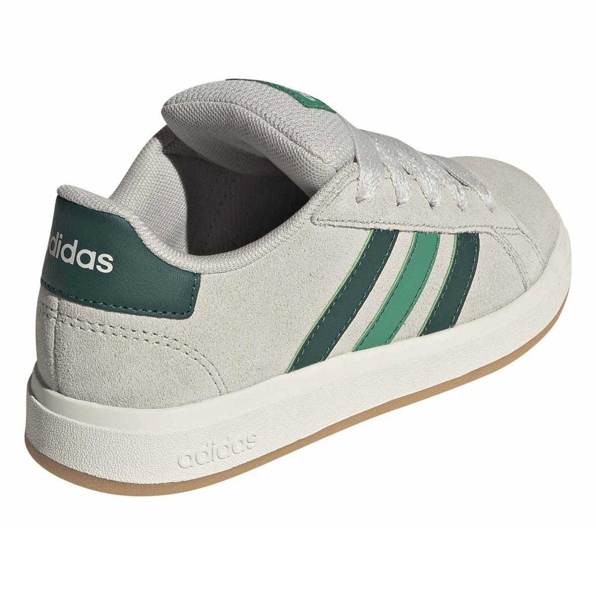 Wonder Alumina - Back - Adidas Childrens-Kids Grand Court 3 Stripes Suede Flat Trainers