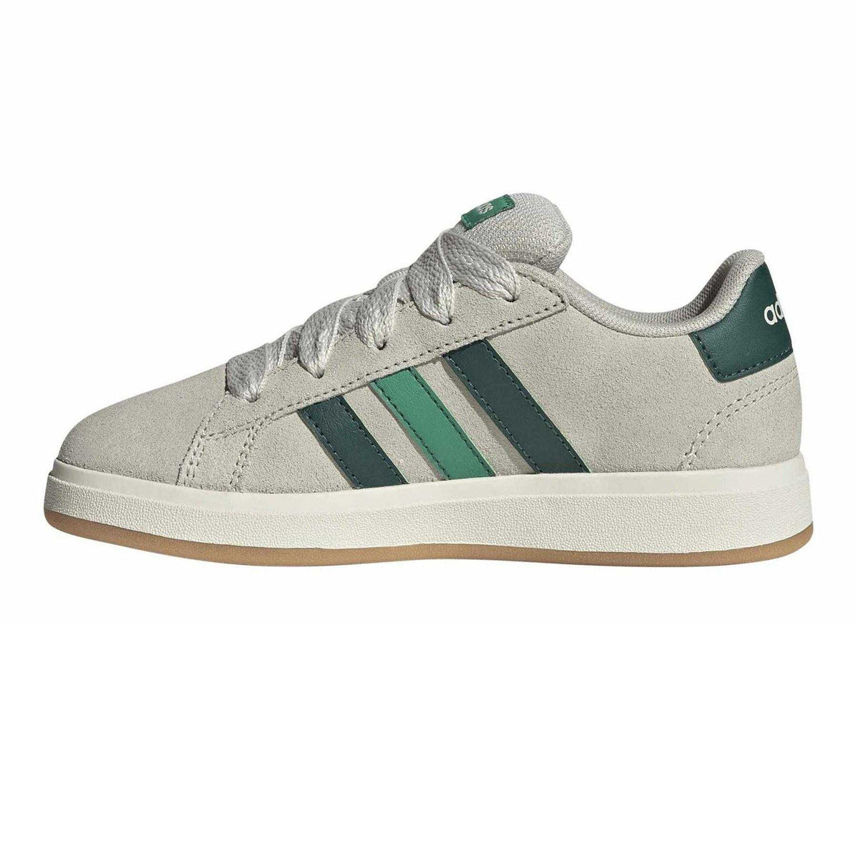 Wonder Alumina - Side - Adidas Childrens-Kids Grand Court 3 Stripes Suede Flat Trainers