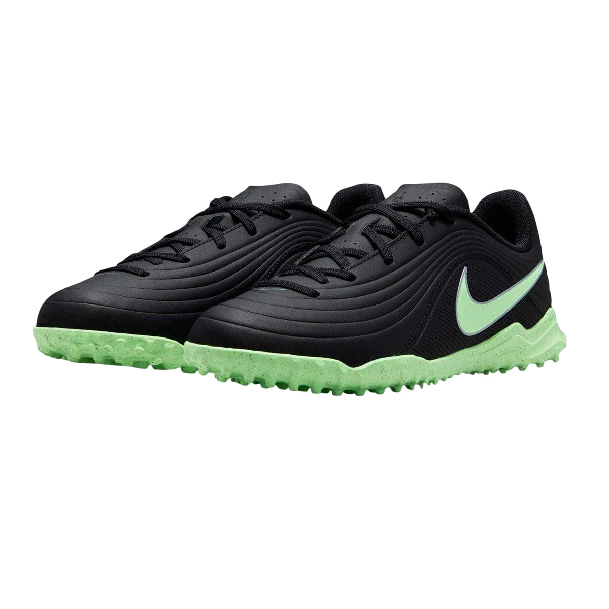 Black-Green - Pack Shot - Nike Childrens-Kids Tiempo Club Turf Training Football Boots