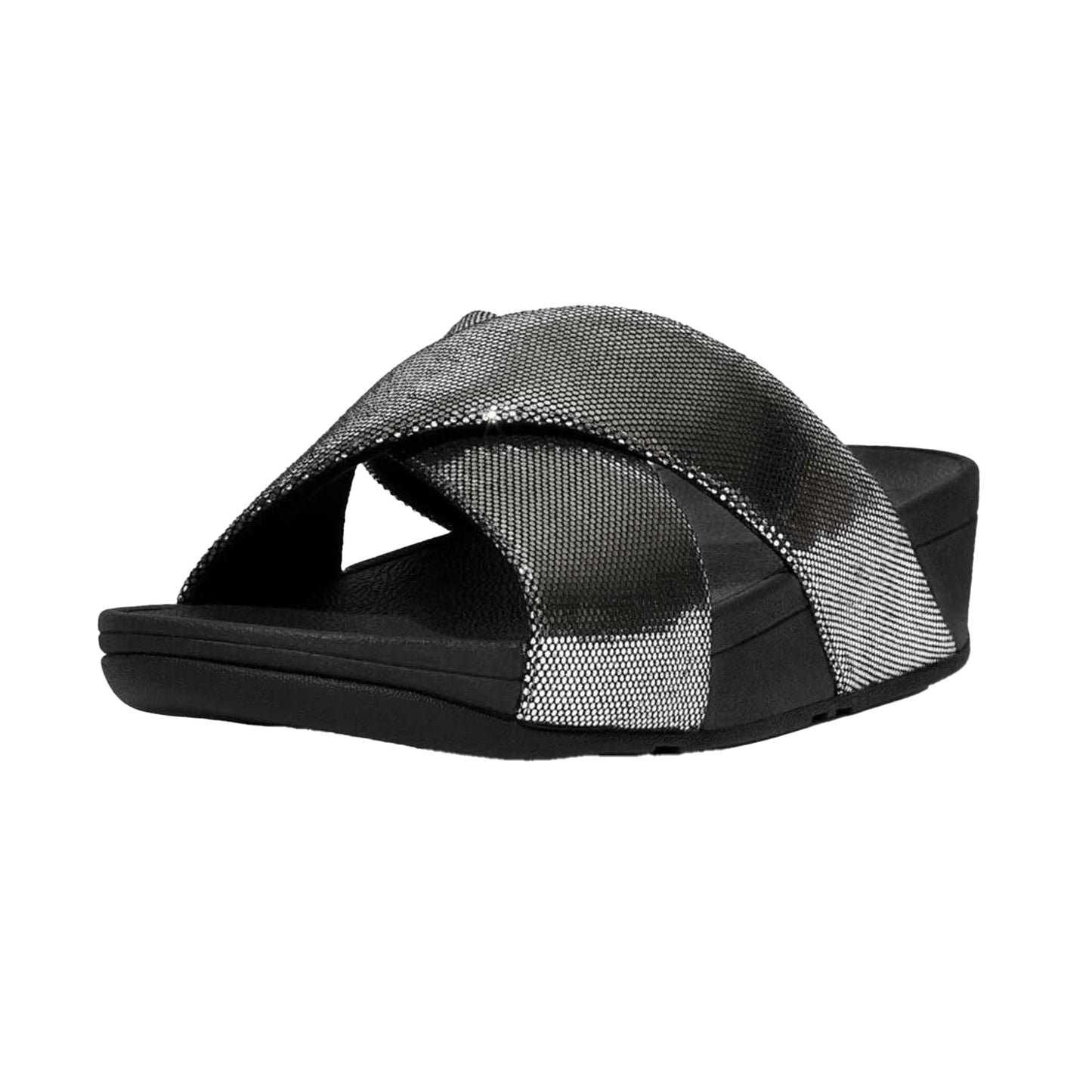 Black - Front - Fit Flop Womens-Ladies Lulu Lustra Criss Cross Strap Sliders