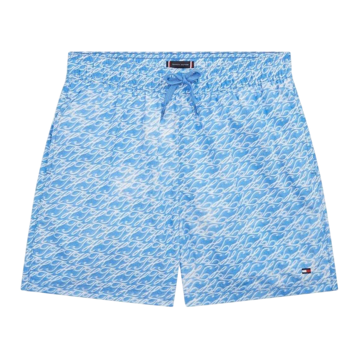 Blue - Front - Tommy Hilfiger Boys Printed Swim Shorts