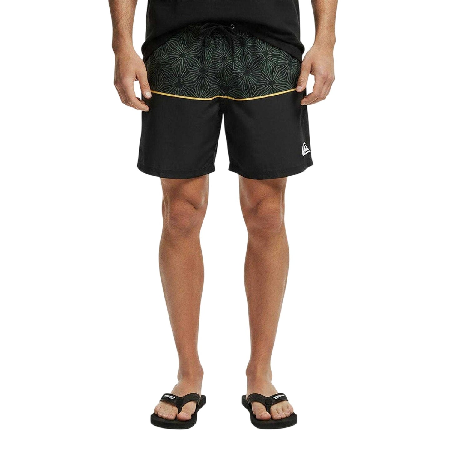 Black - Side - Quiksilver Mens Geometric Star Swim Shorts