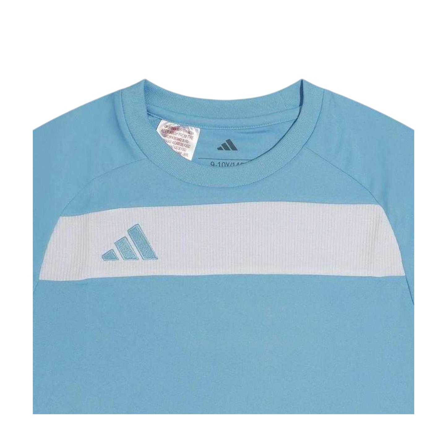 Blue Burst - Side - Adidas Childrens-Kids Tiro Striped T-Shirt