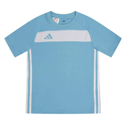 Blue Burst - Front - Adidas Childrens-Kids Tiro Striped T-Shirt