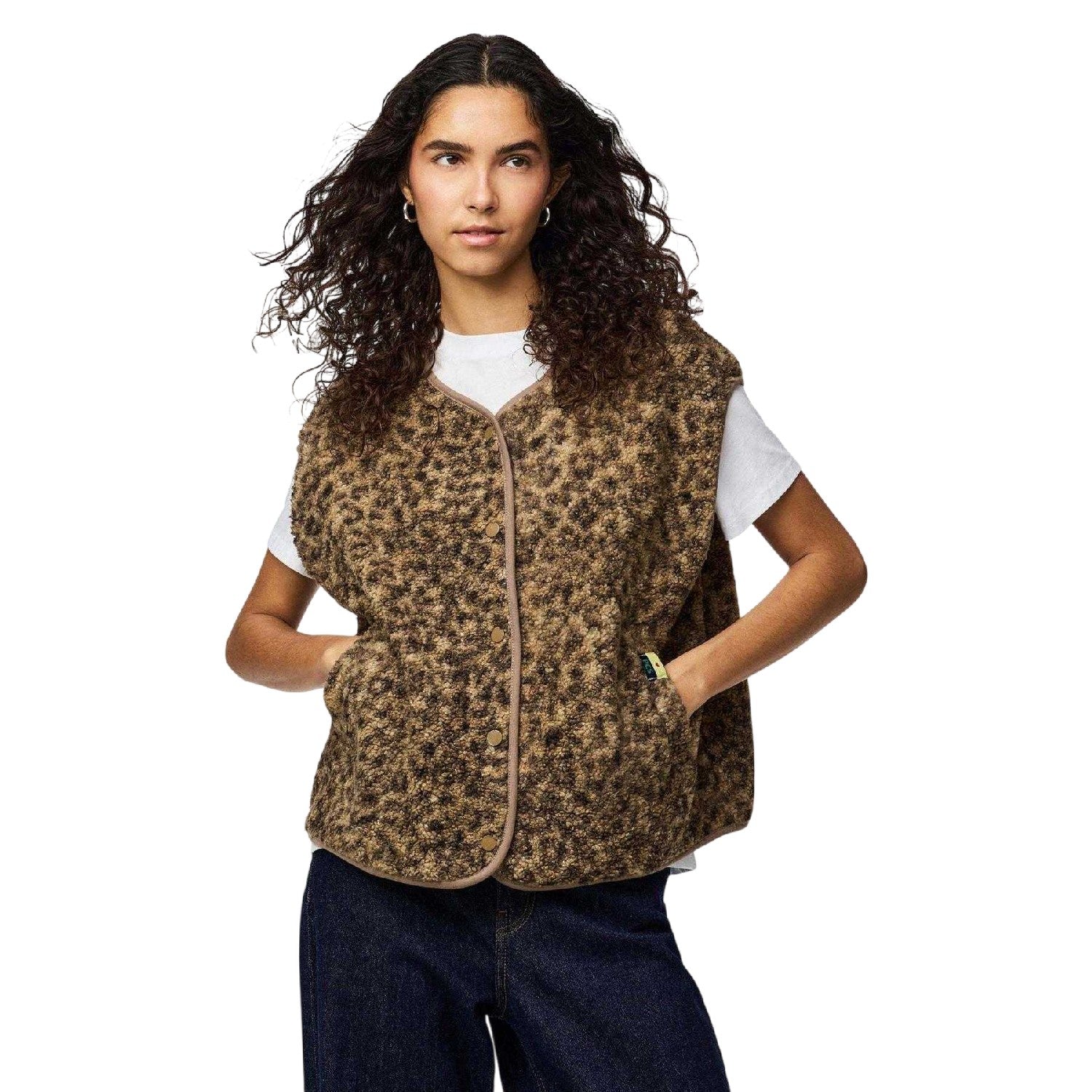 Brown - Lifestyle - Pieces Womens-Ladies Pckatty Teddy Fleece Vest Top