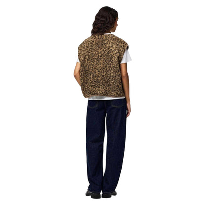 Brown - Pack Shot - Pieces Womens-Ladies Pckatty Teddy Fleece Vest Top