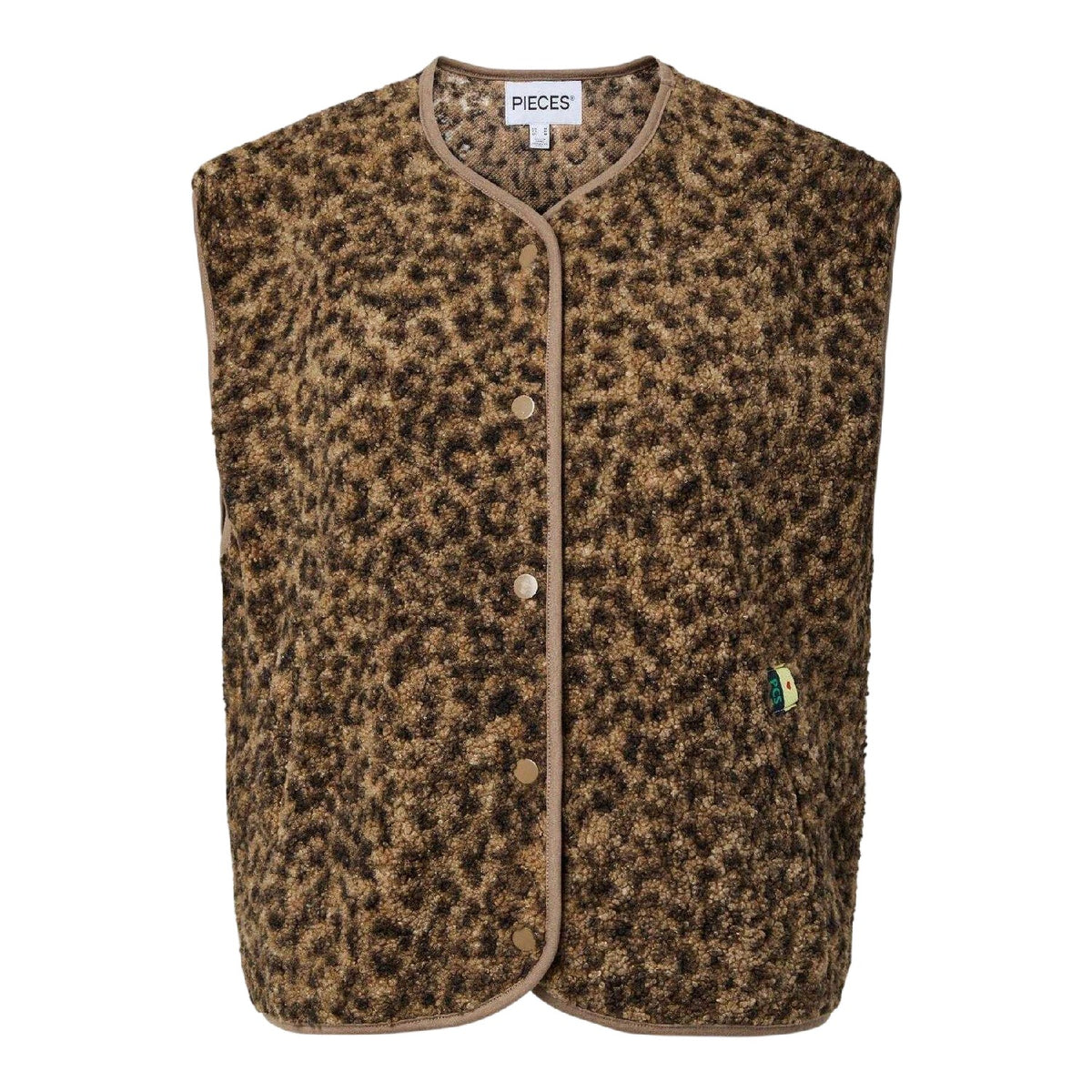 Brown - Front - Pieces Womens-Ladies Pckatty Teddy Fleece Vest Top