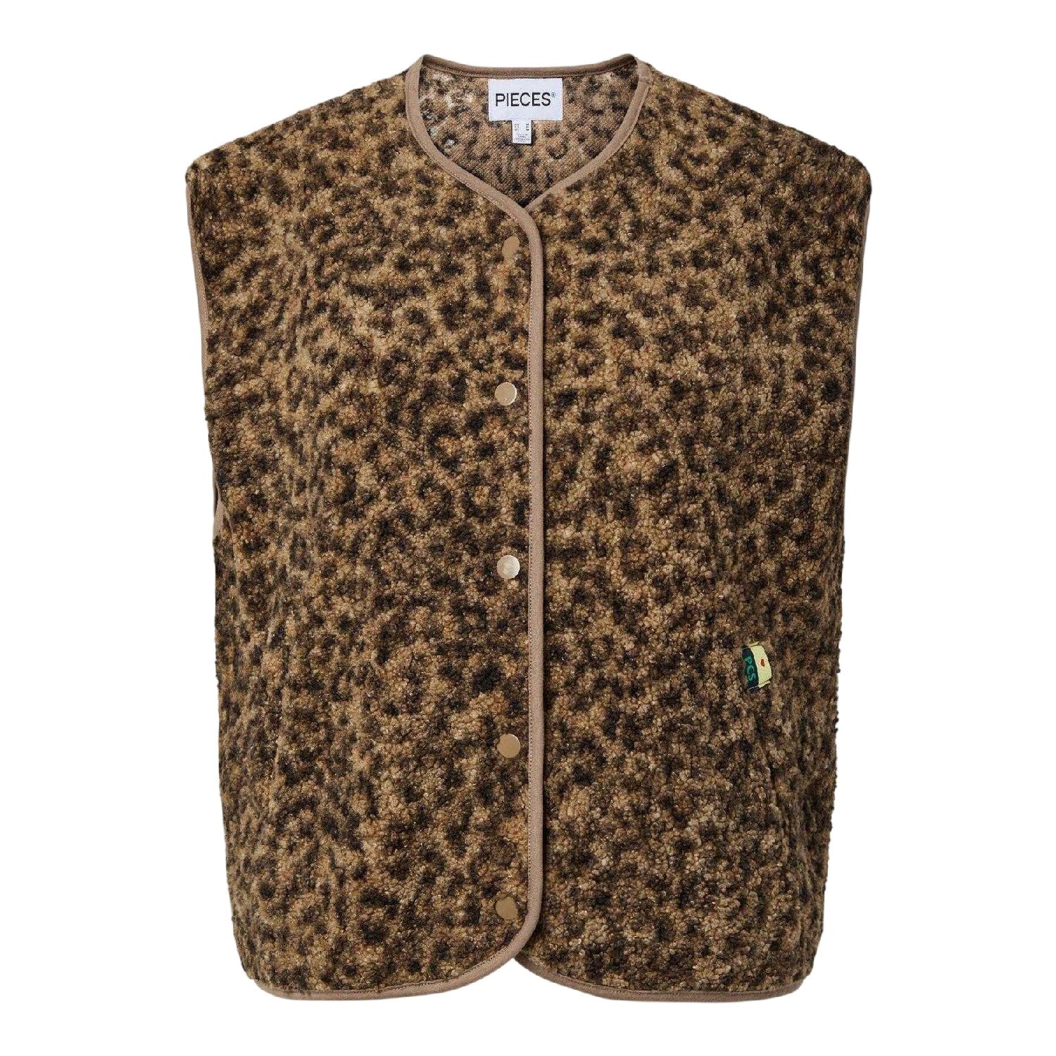 Brown - Front - Pieces Womens-Ladies Pckatty Teddy Fleece Vest Top