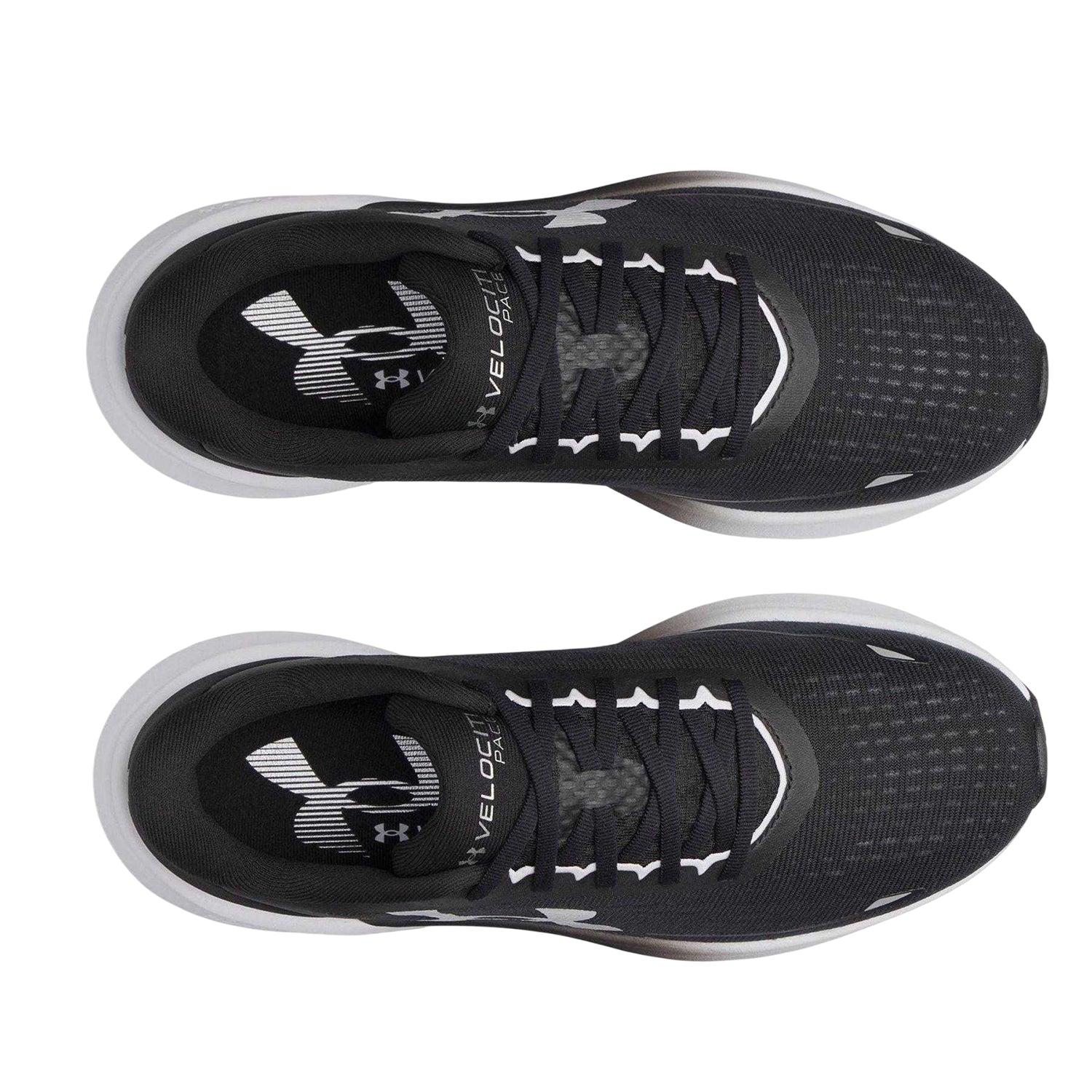 Black-White - Back - Under Armour Mens Velociti Pace Shoes