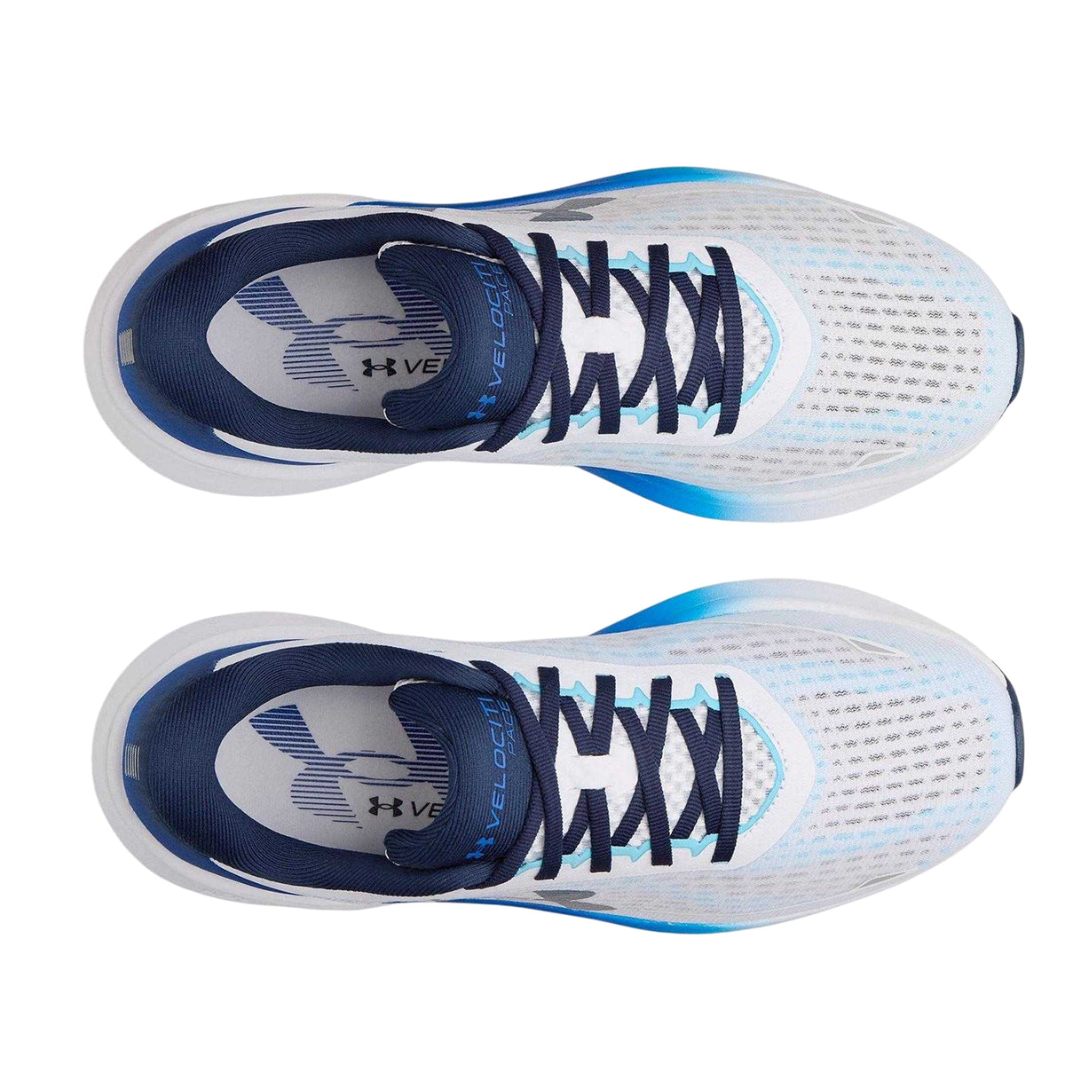 White-Blue - Back - Under Armour Mens Velociti Pace Shoes