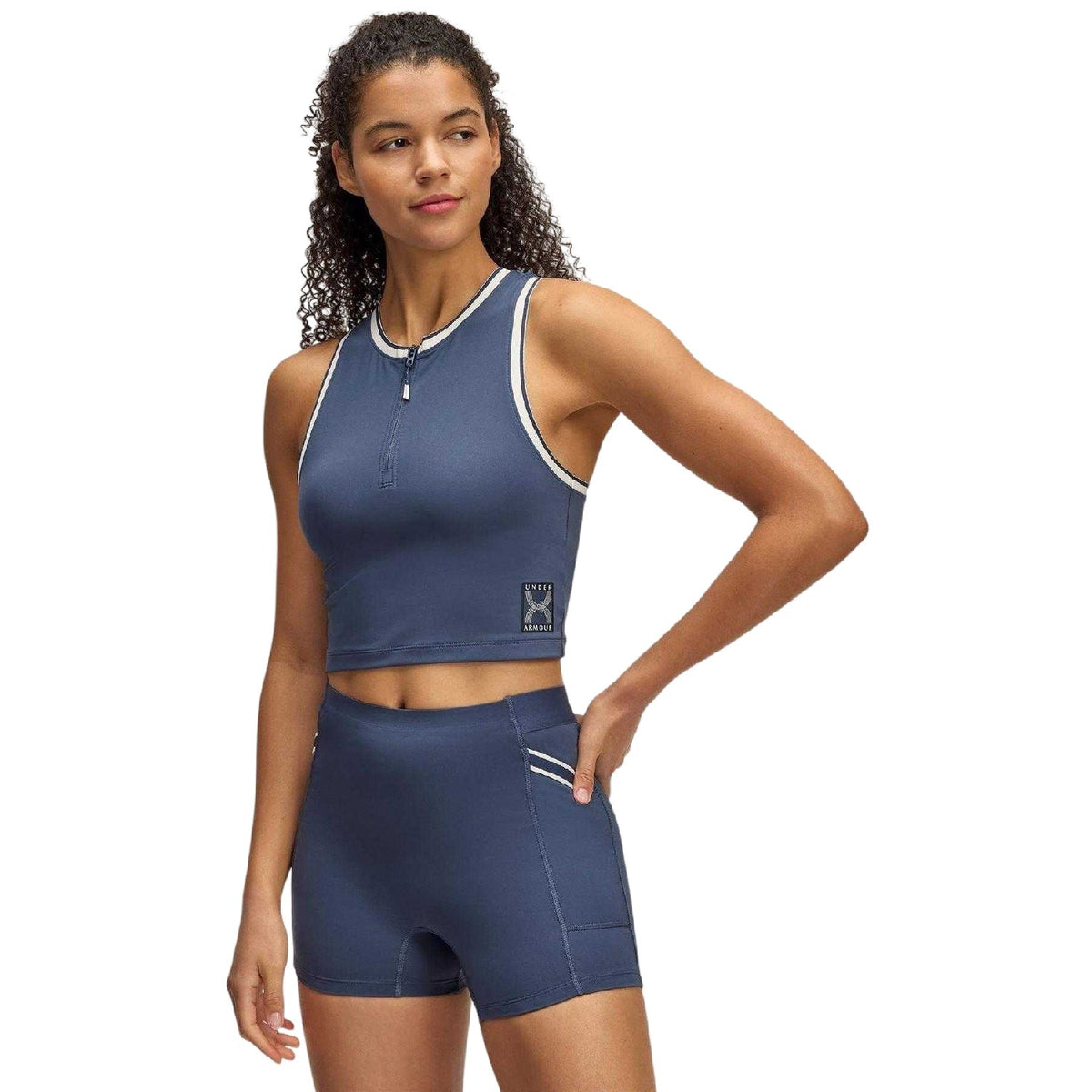 Graystone - Front - Under Armour Womens-Ladies Run 96 Quarter Zip Tank Top