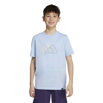 Glow Blue - Side - Adidas Childrens-Kids Logo T-Shirt