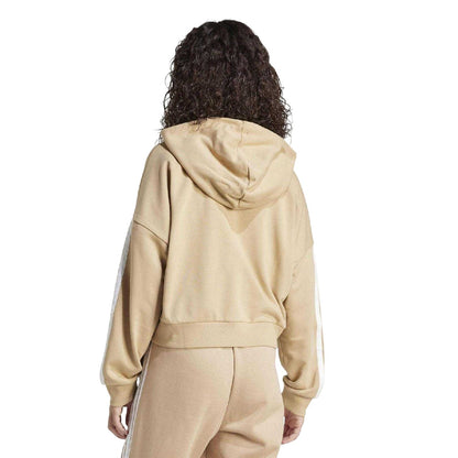 Sandstone - Back - Adidas Womens-Ladies Sportswear Essentials Stripe Quarter Zip Hoodie