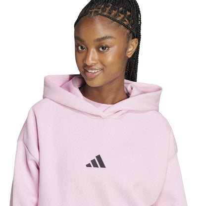 True Pink - Side - Adidas Womens-Ladies 3 Stripes Hoodie
