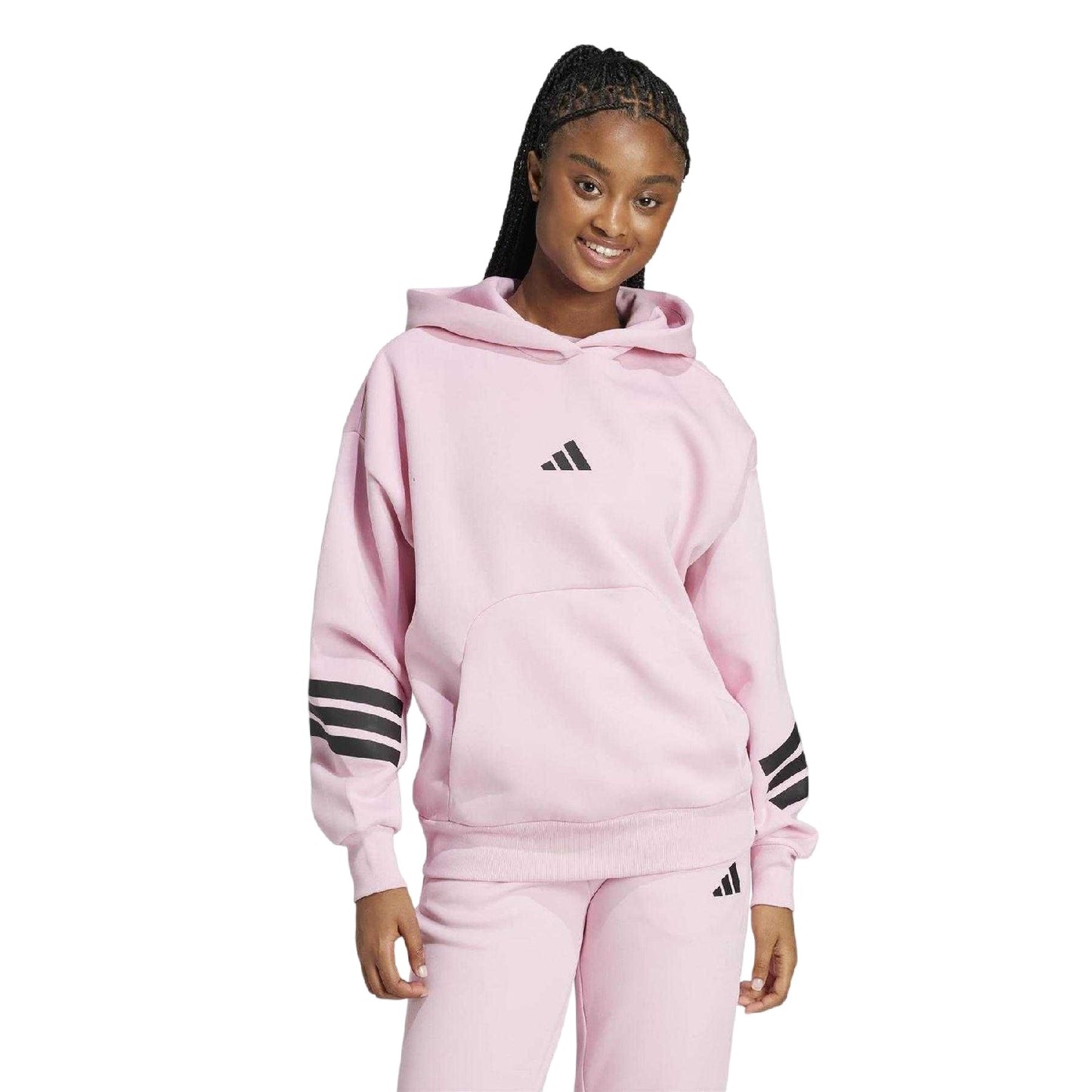 True Pink - Lifestyle - Adidas Womens-Ladies 3 Stripes Hoodie