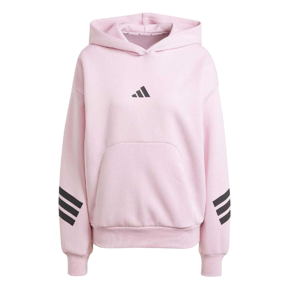 True Pink - Front - Adidas Womens-Ladies 3 Stripes Hoodie