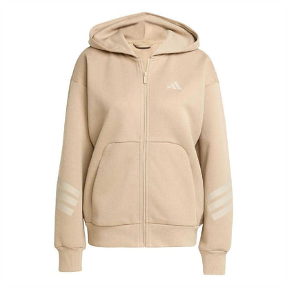 Sandstone - Front - Adidas Womens-Ladies 3 Stripes Full Zip Hoodie