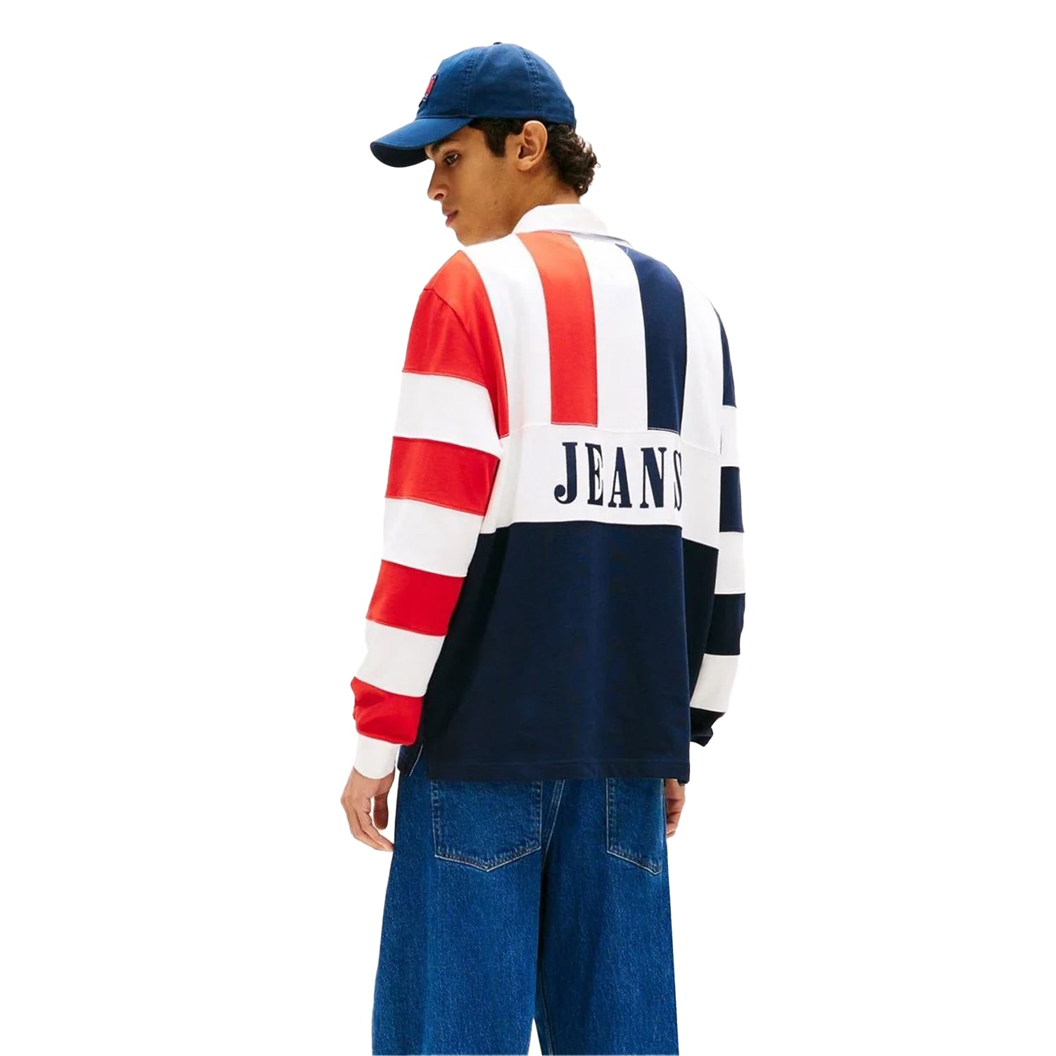 Dark Navy - Back - Tommy Jeans Mens Archive Polo Shirt