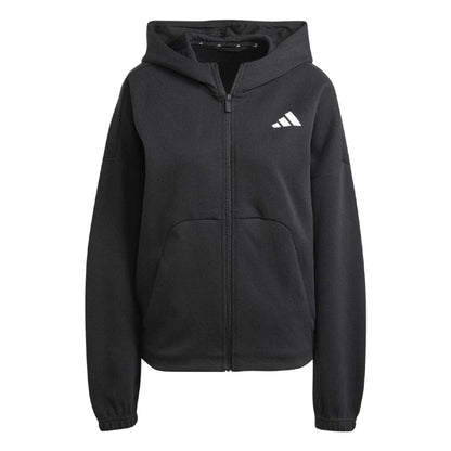 Black - Front - Adidas Womens-Ladies Sportswear Future Icons Logo Full Zip Hoodie