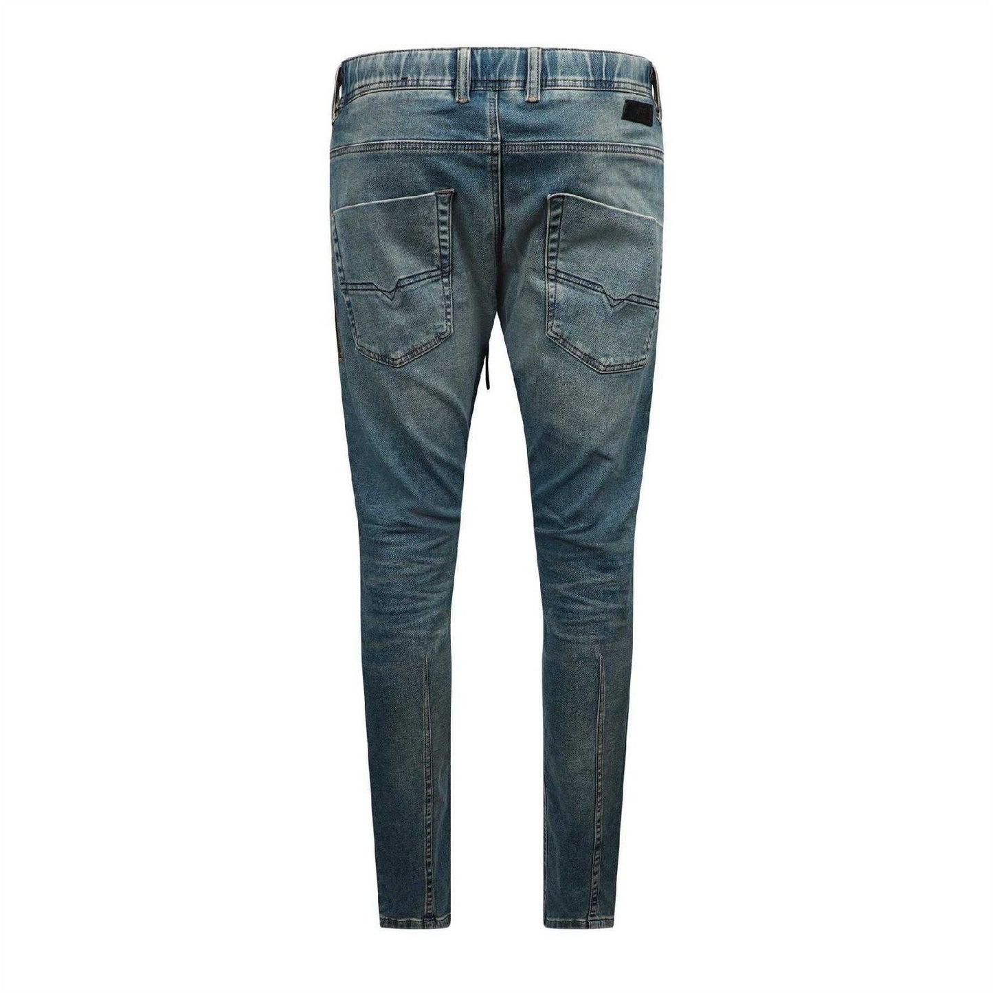 Blue Denim - Back - Diesel Mens Krooley Ne Faded Drawstring Tapered Jeans