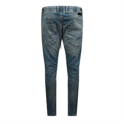 Blue Denim - Back - Diesel Mens Krooley Ne Faded Drawstring Tapered Jeans