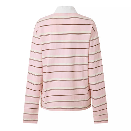 Pink - Back - Couture Club Womens-Ladies Embroidered Logo Rugby Shirt