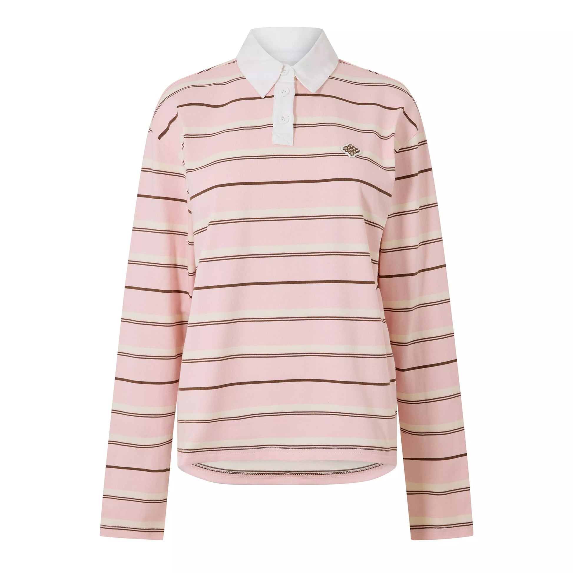 Pink - Front - Couture Club Womens-Ladies Embroidered Logo Rugby Shirt