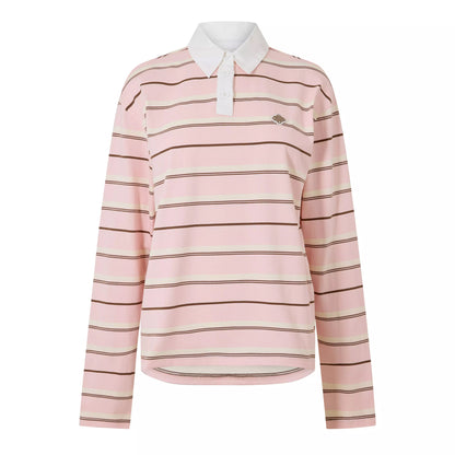Pink - Front - Couture Club Womens-Ladies Embroidered Logo Rugby Shirt