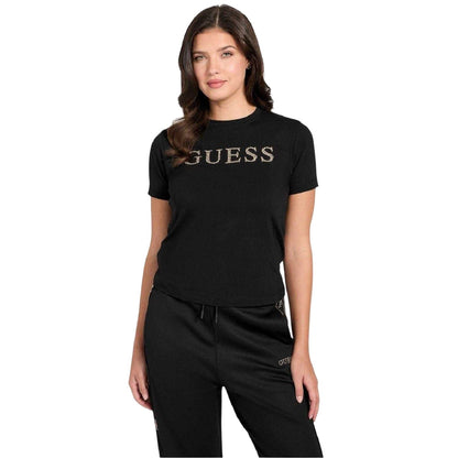 Black - Front - Guess Womens-Ladies Octavia T-Shirt