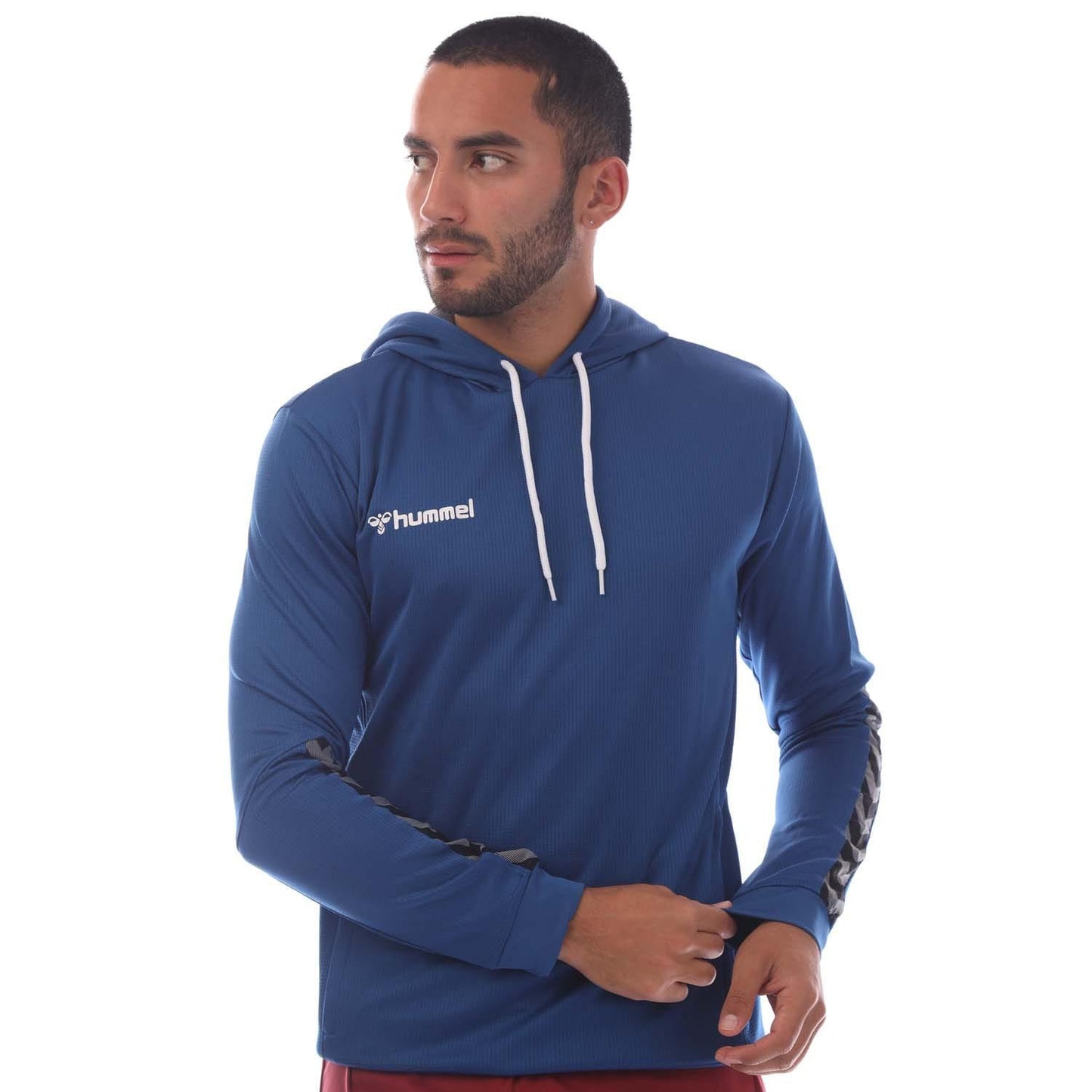 Blue - Side - Hummel Mens Authentic Polyester Hoodie
