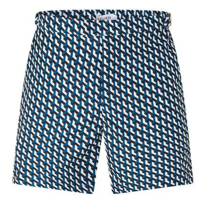 Blue - Front - Belier Mens Geometric Swim Shorts