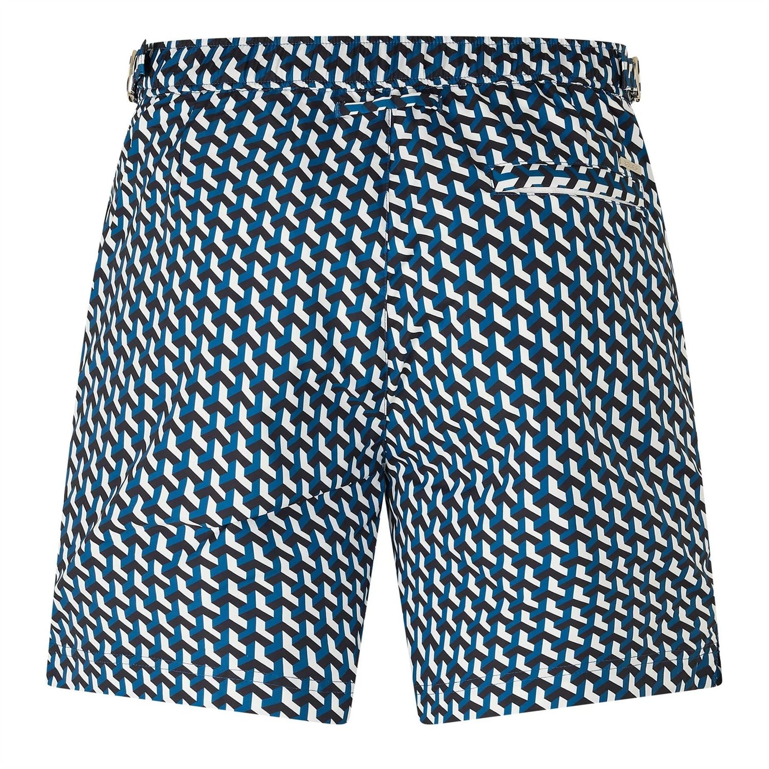 Blue - Back - Belier Mens Geometric Swim Shorts