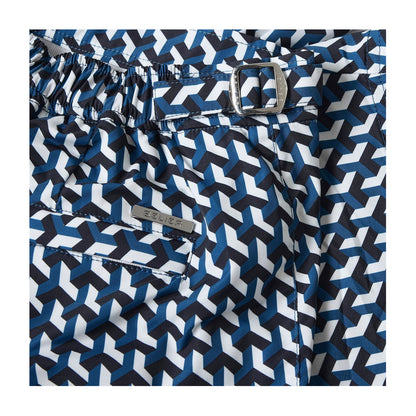 Blue - Side - Belier Mens Geometric Swim Shorts