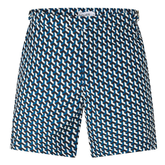 Blue - Front - Belier Mens Geometric Swim Shorts