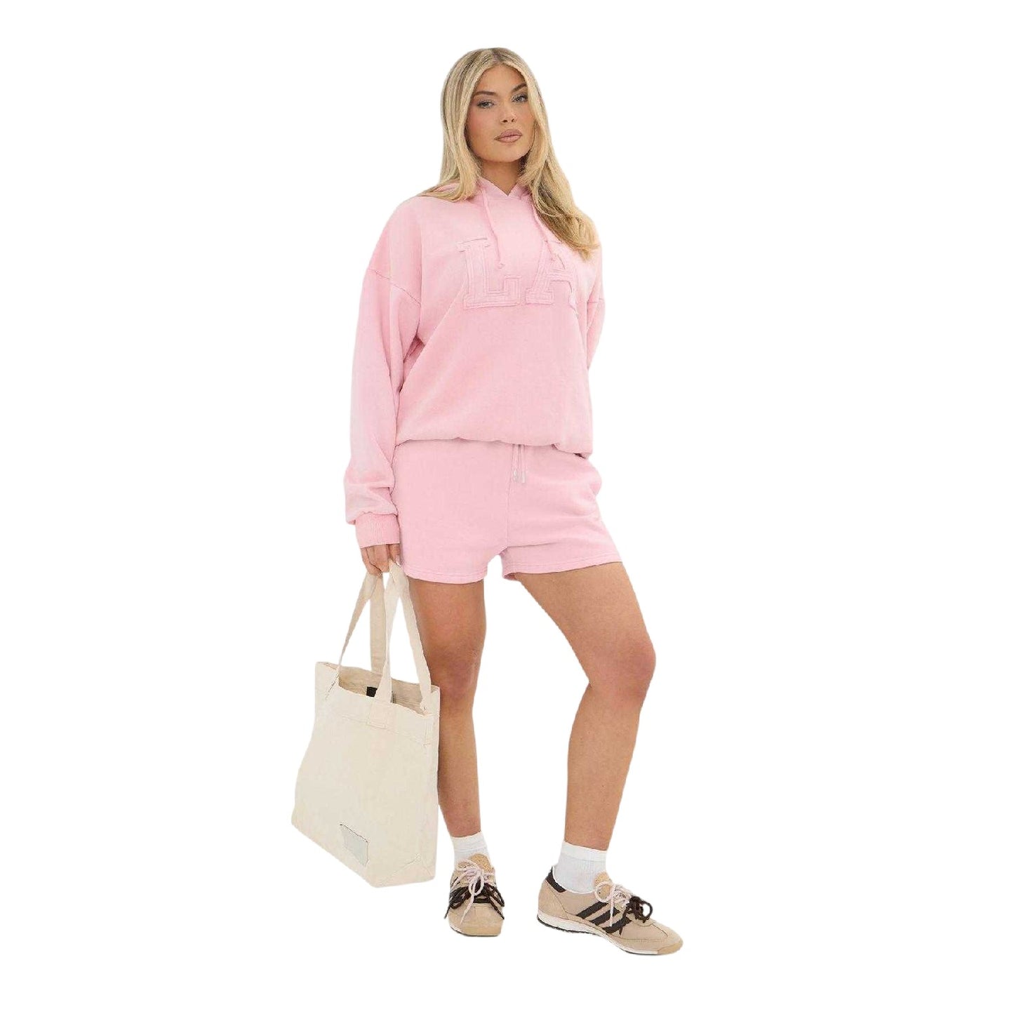 Baby Pink - Side - I Saw It First Womens-Ladies Embroidered Logo Pullover Hoodie