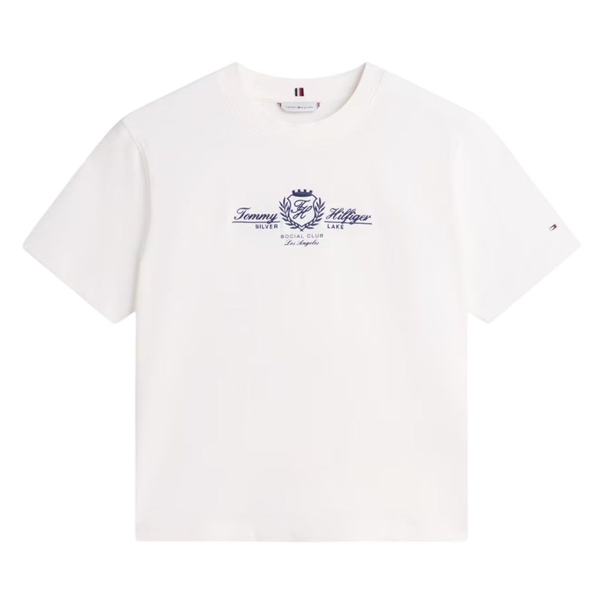 Ecru - Front - Tommy Hilfiger Womens-Ladies Embroidered T-Shirt