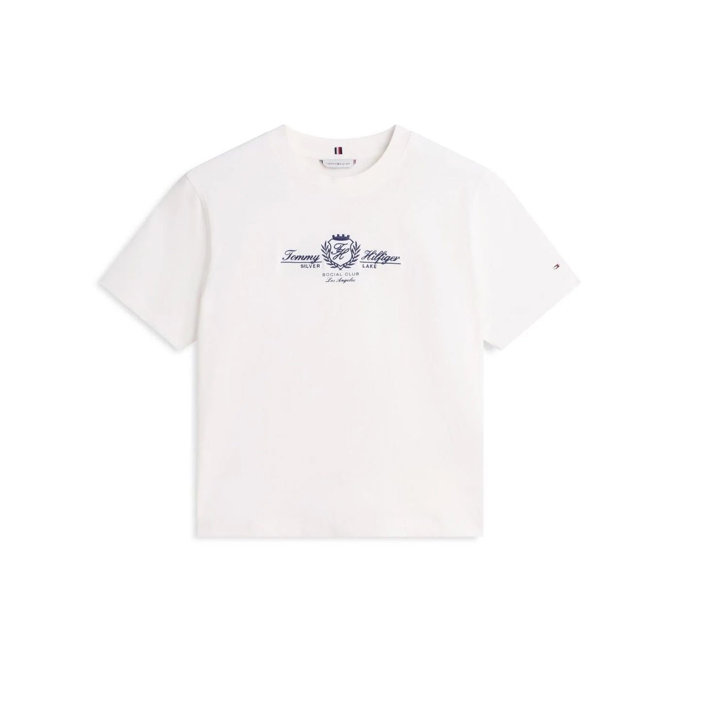 Ecru - Front - Tommy Hilfiger Womens-Ladies Embroidered T-Shirt